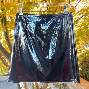 Latex Pleather Black Shiny Mini Skirt Fashion Nova "Boot Camp" NWT